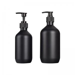  Matte Black Plastic Shampoo Pump Bottle PET Round 300ml 500ml Manufactures