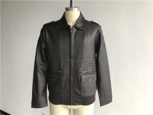  Dark Brown Mens Polyurethane Jacket , Fashion PU Leather Coat DOCO1716 Manufactures