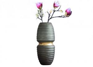 Gradient Gray Decorative Glass Vases Polished Surface Handling Manufactures