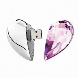  Heart Shaped Diamond Jewelry USB Flash Disk with Strap, Special for Valentines Day Gifts Manufactures