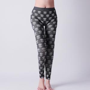  Push up skinny  leggings for Jogger lady, body shaper , black with grey pattern design   Xll010 Manufactures