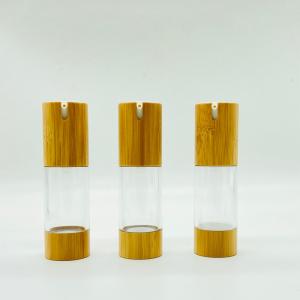  Gold Bamboo Airless Pump Bottle 30ml 1.01oz Airless Dispenser Bamboo Containers For Cosmetics Manufactures