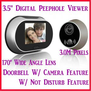  3.5" Digital Door Peephole Viewer Doorbell Photo Camera W/ 3.0M Pixel & 170° Wide Angle Manufactures