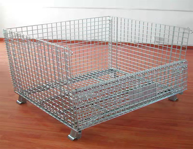 Express Sorting Warehouse 6.4mm Foldable Wire Mesh Cage Turnover Iron Frame