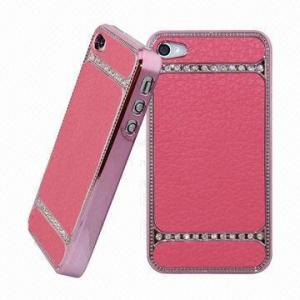  Plating and Leather Skinning Diamond Plastic Case for iPhone 4 & 4S Manufactures