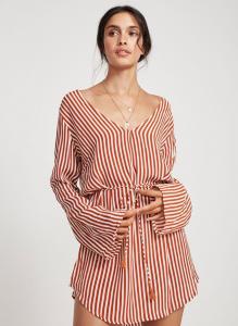  Summer Wholesale Design Striped Long Sleeve Casual Woman Dress Manufactures