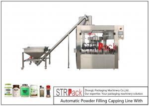  Automatic Powder Filling Capping Line With Auger Dosing Filler For Bottles Jars Manufactures