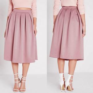  High waist pleated pink 3/4 umbrella skirt Manufactures