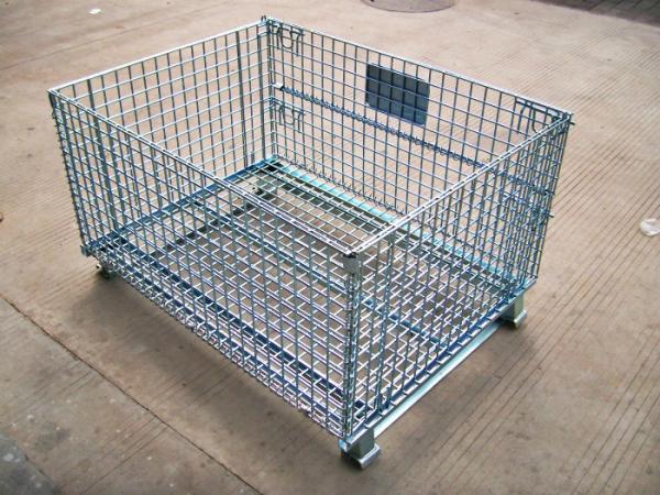 Quality Heavy Duty Galvanized Foldable Wire Mesh Pallet Cage With Cold Drawn Steel for sale