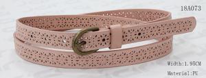  Old Brass Buckle Pink PU Ladies Stretch Belts With Punching Patterns Manufactures