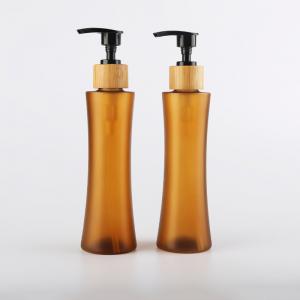  Shampoo Amber bamboo cosmetic packaging plastic bamboo pump bottle frosted 6oz 180ml Manufactures