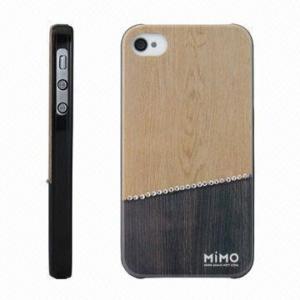  Crude Wood Style Handmade Diamond Encrusted Plastic Case for iPhone 4/4S Manufactures