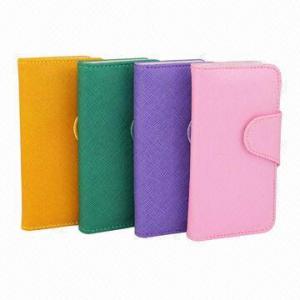  Flip Leather Wallet Case for iPhone 5, with Magnetic Fastener and Card Holder Manufactures