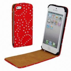  Bling Rhinestone Top Case Flip Vertical Leather Cover for iPhone 5 Manufactures