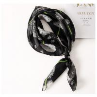 China Women fashion large square twill printed silk neck scarves for sale