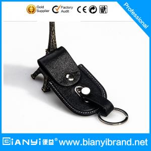  High-grade black color PU leather keychain bag Manufactures