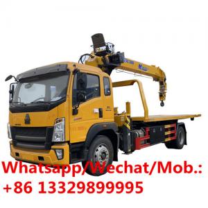  SINO TRUK HOWO 8T road recovery vehicle for sale, new Flatbed wrecker towing truck with telescopic crane boom for sale, Manufactures