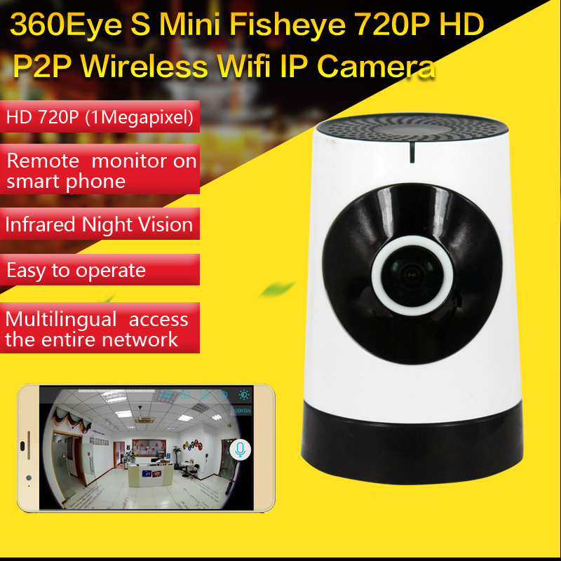 EC5 720P Fisheye Panorama WIFI P2P IP Camera IR Night Vision CCTV DVR Wireless Remote Surveillance on iOS/Android App