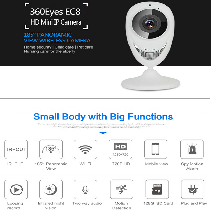 EC8 HD 720P Mini Wifi IP Camera Wireless P2P Baby Monitor Network Remote CCTV Surveillance DVR Camera Playback on App