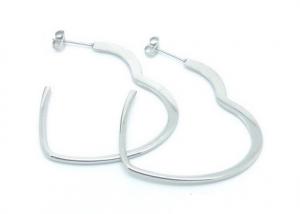 Flat Open Heart Shaped Stainless Steel Earrings With TUV Certification