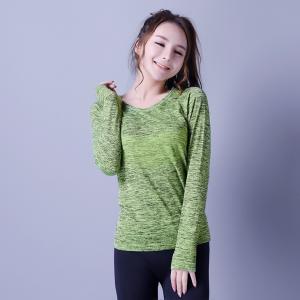  Casual sportswear,   seamless sports shirt,  green & black,  knitwear,  Long sleeve,    XLLS009,  woman T-shirts, Manufactures