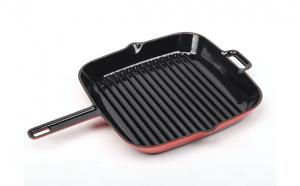 China Enameled Cast Iron Grill Pan With Press on sale