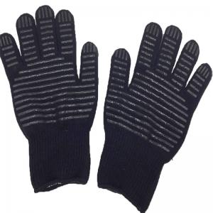  Kevlar Outer Cotton Inner Heat Resistant Gloves BBQ Oven Gloves with Silicone Grip HRKC-02 Manufactures