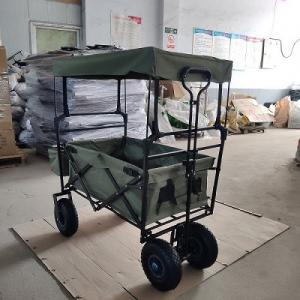 China 87cm Beach Folding Wagon With Canopy 106cm Folding Beach Trolley 600D Oxford Fabric on sale