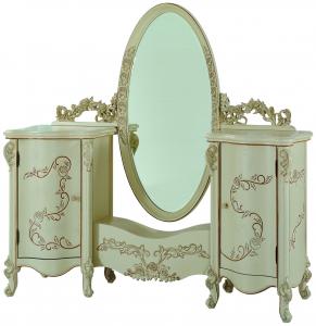 China Fancy white Dressing Table with Mirror, Antique French Style Luxury Wooden Dresser on sale
