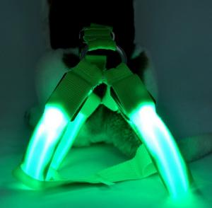 China USB Charging LED Luminous Pet Chest Strap Nylon Blue Green Red on sale