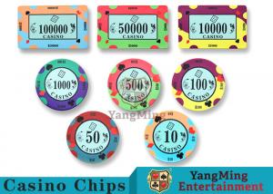  40 / 43mm Diameter Ceramic Casino Chips Bright Colors With Custom Printed Design Manufactures