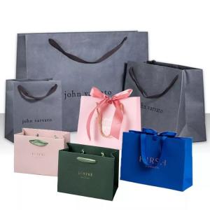  Custom Printed Paper Tote Gift Bags Ribbon Handle For Boutique Manufactures