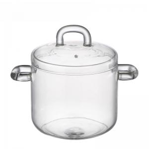 China Customized 700ml Handmade Borosilicate Saucepan Glass Pot on sale