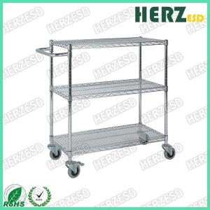 China 3 Layers Stainless Steel Wire Shelves , ESD Trolley For Control EPA Internal Transport Risks on sale