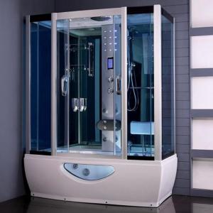China Tempered Glass Rectangular Shower Enclosure Steam Tub Shower Combo With Shower Handle on sale