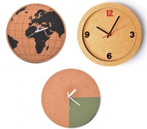 China Custom Round Cork Clock Personalized World Map Silent Quartz Movement on sale