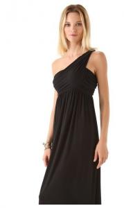  One Shoulder Black Jersey Dress , Cotton Ladies Ankle Maxi Dress Manufactures