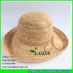  LDMZ-002 natural raffia crocheted straw hats with braid Manufactures