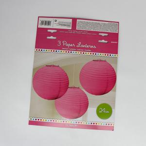 China Pink Logo Printed Promotional 24cm Lantern Paper Header Cards For Packaging on sale