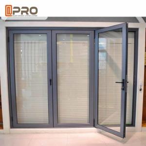 China Powder Coating Grey Aluminum Folding Doors With Double Glass Water Resistant custom folding door mdf folding door on sale