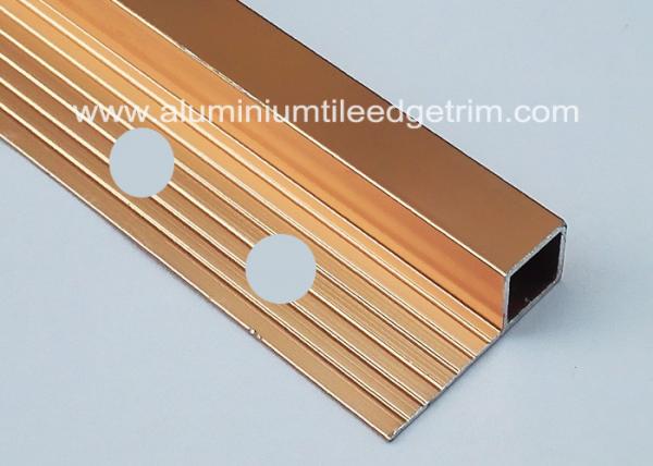 Quality Bright Polished Copper Aluminium Square Edge Tile Trim 10mm x 2m Length for sale