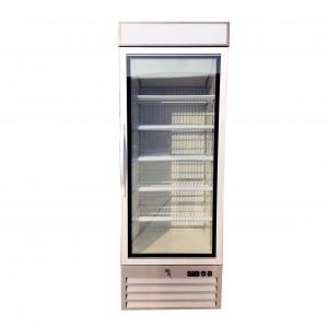China Single Glass Ice Cream Upright Display Freezer With LED Canopy And Embraco Compressor on sale