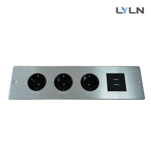 China Brushed Aluminium Conference Table Socket Power Panel Silver Color on sale