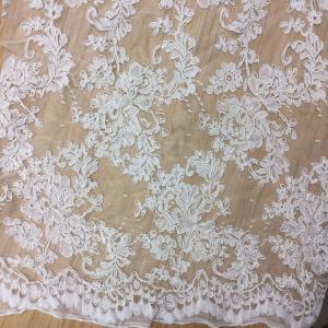  2017 hot sale Bridal Wedding Dress Fabric  Mesh Based Embroiery Lace Fabric in Ivory Color Manufactures