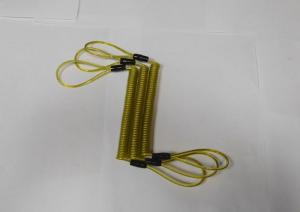 Transparent Yellow Polyurethane Tubing Coiled Lanyard Straps w/Cord Loops