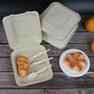  800ml Takeaway Containers Microwave Safe Bagasse Clamshell Birthday Party Disposable Plates Manufactures
