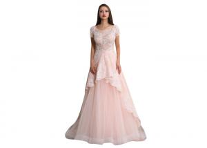  Tulle Fabric Wedding Dresses With Sleeves , Embroidery Vintage Wedding Dresses Manufactures