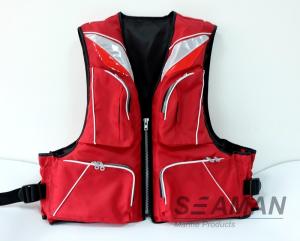  Durable Fashion 4 Pockets 420D Nylon Polyester PVC Foam Adult Fishing Life Jacket 100N Manufactures