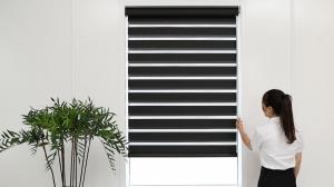  CE Black Automatic Zebra Blinds Remote Control Day And Night Blackout Blinds Manufactures