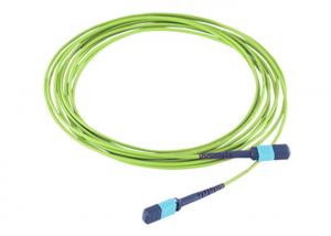 China Trunk MPO MTP Cable MPO TO MPO 12 Core OM5 Fiber Lime Green Optic Patch Cord on sale